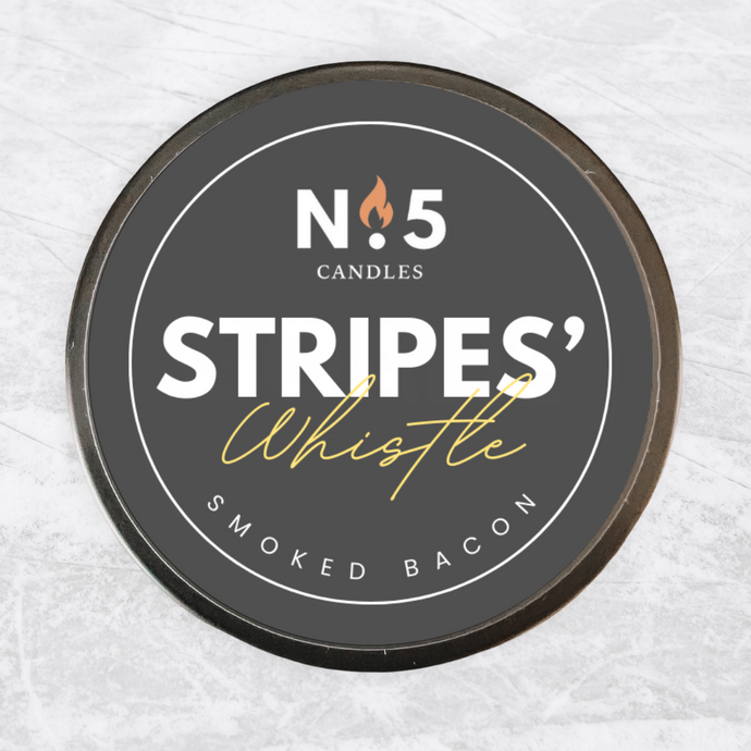 Stripes’ Whistle Puck Candle- Smoked Bacon