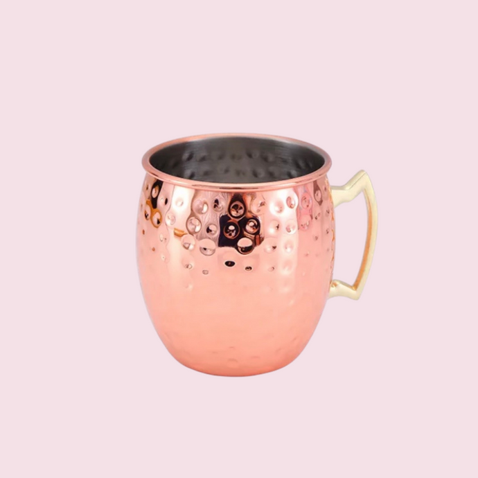 Rose Gold Hammered Copper Moscow Mule Mug